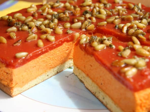 Warhol aux poivrons et au basilic et son palet de tomate