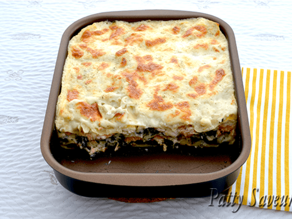 Lasagne de saumon aux épinards et mozzarella