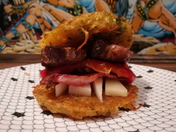 Potatoesburger au magret de canard et Ossau-Iraty