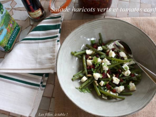 Salade de haricots verts, tomates confites et brebis