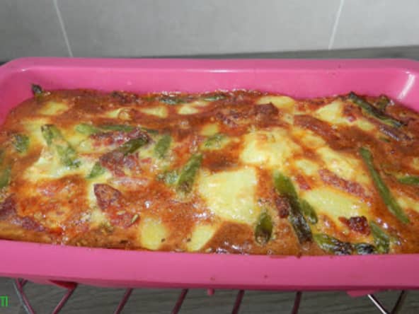 Terrine aux oeufs pomme de terre-haricots et lardons