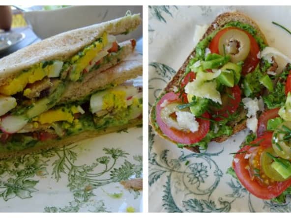 Sandwichs et Tartines au tahin vert à ma façon