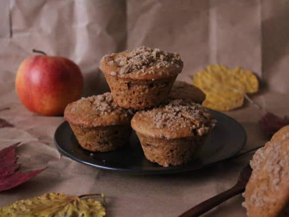 Muffins à la pomme, aux épices et streusel
