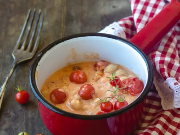 Pois chiches au lait de coco et à la tomate