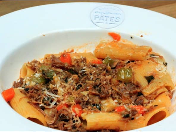 Pâtes au ragu express de canard confit