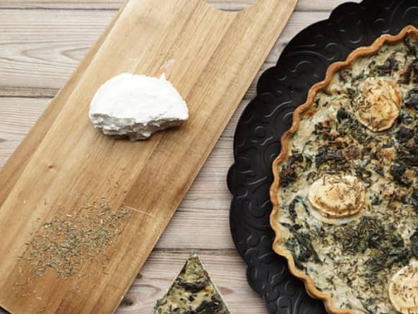 Tarte de chèvre au vert