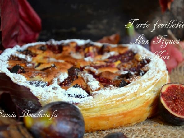 Tarte feuilletage semi-inversée aux figues et noix