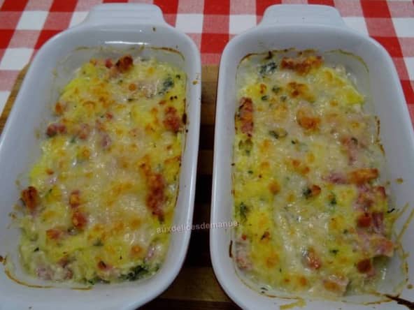 Courge spaghetti gratinée aux lardons et parmesan