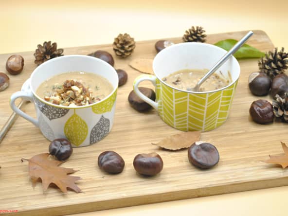 Soupe châtaignes noisettes thym