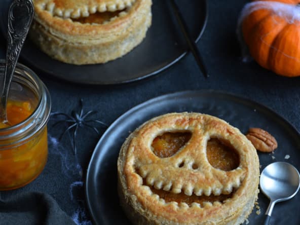 Tourte sans gluten au potimarron, pomme, orange et épices douces pour halloween