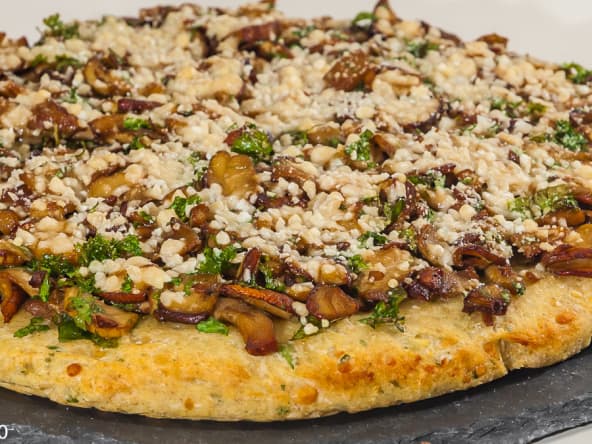 Galette de pommes de terre, cèpes et fromage parmesan