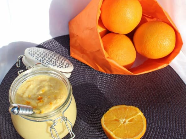 Crème à l'orange et à la compote de pommes façon orange curd