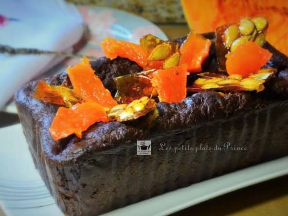 Fondant au chocolat et à la citrouille confite dans un sirop vanillé