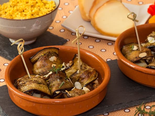 Paupiettes d’aubergine à la Scarmoza fumée