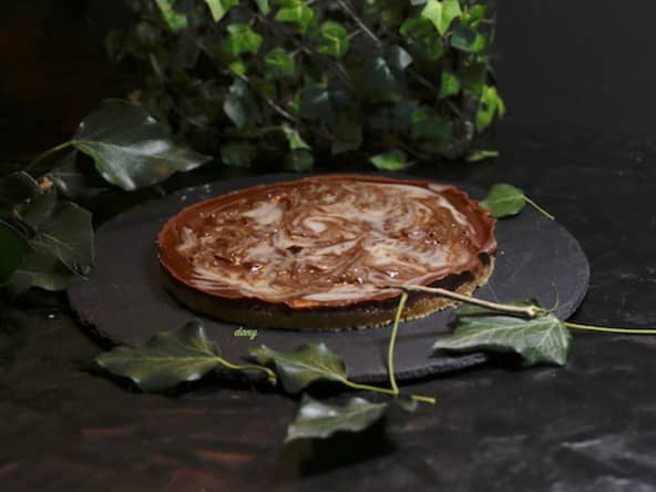 Tarte chocolat caramel glaçage à l'orange