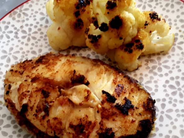 Chou fleur et cabillaud grillés au curry