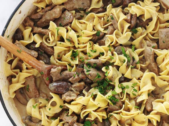 Pâtes  boeuf stroganoff