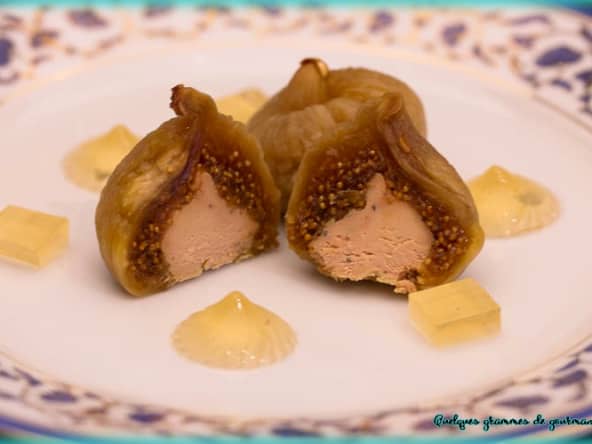 Figues farcies au foie gras à la gelée de Montbazillac