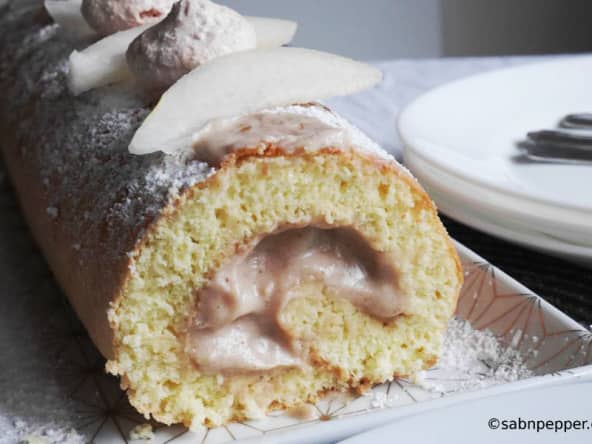 Bûche de noël facile aux marrons et aux poires