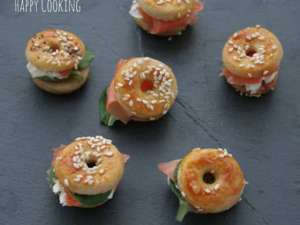 Mini bagels au saumon fumé
