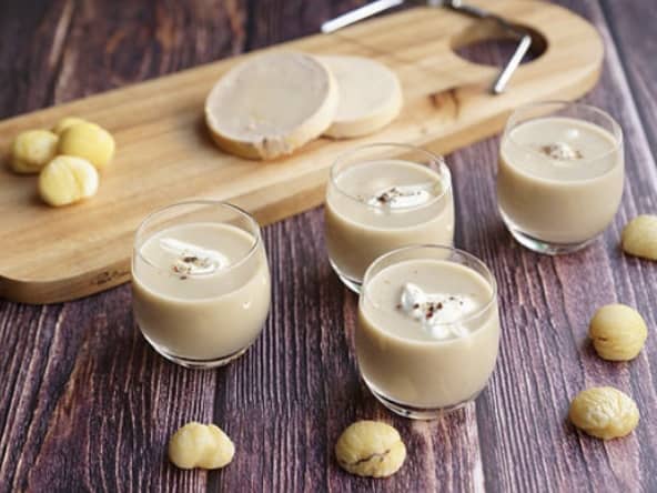 Verrines de cappuccino de foie gras et marrons