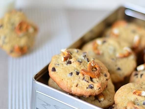Cookies à la banane, bretzel et chocolat