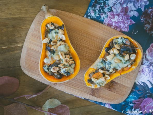 Courge butternut farcie aux champignons et bleu