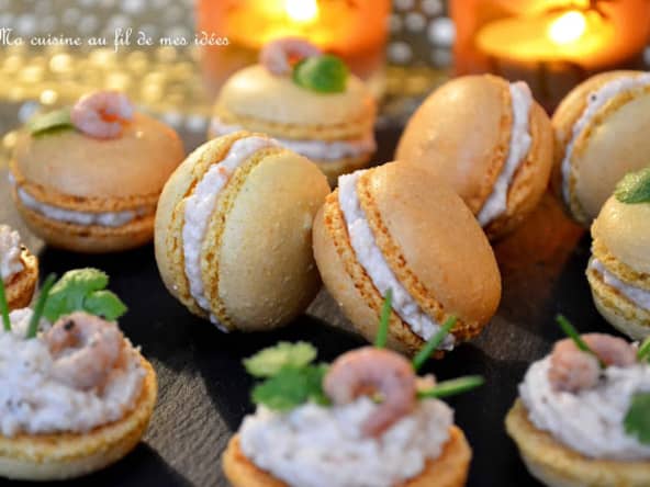 Macarons à la mousse de crevettes roses et grises