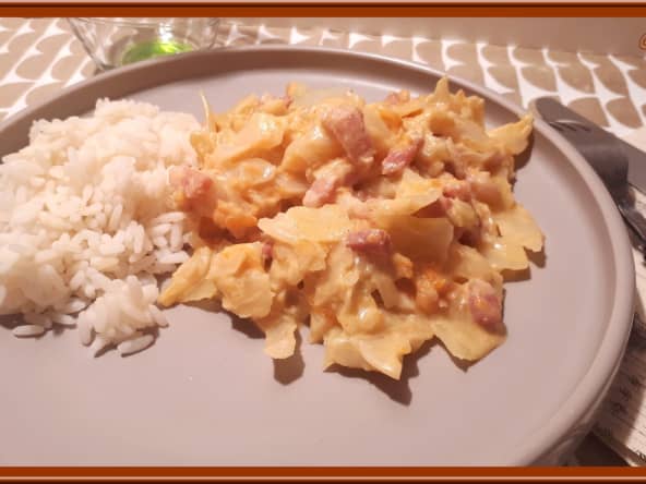 Chou blanc à la crème et riz