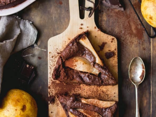 Gâteau aux poires et au chocolat vegan