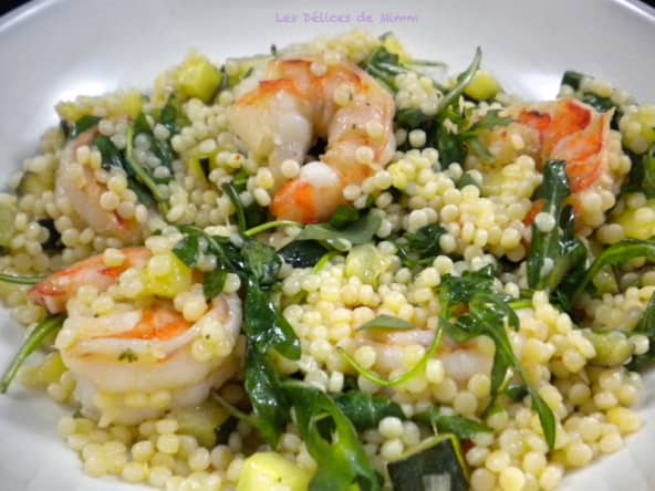 Couscous perlé aux scampis et aux courgettes