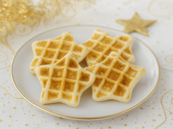 Gaufres étoilées au saumon fumé et au fromage à l’ail et aux fines herbes