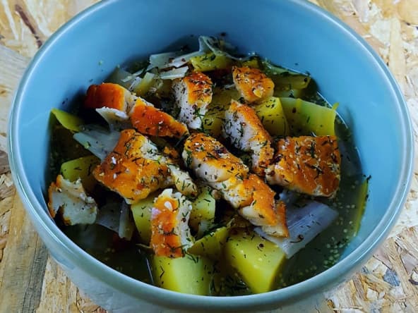 Soupe de poireaux-pommes de terre au haddock