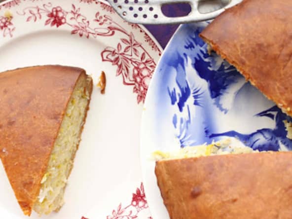 Tourte salée aux poireaux et au riz