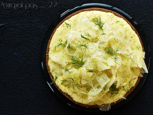 Tarte au fromage frais, miel de sarrasin, fenouil