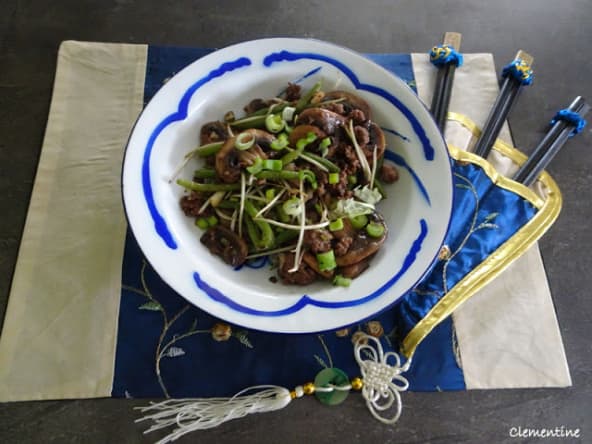 Nouvel an chinois - Hachis aux haricots verts et pousses de haricots mungo