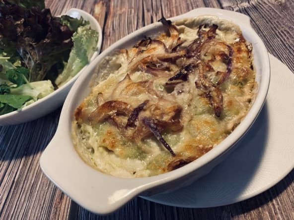 Gratin de ravioles aux oignons
