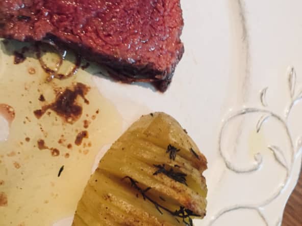 Rôti de boeuf, pomme de terre Hasselback