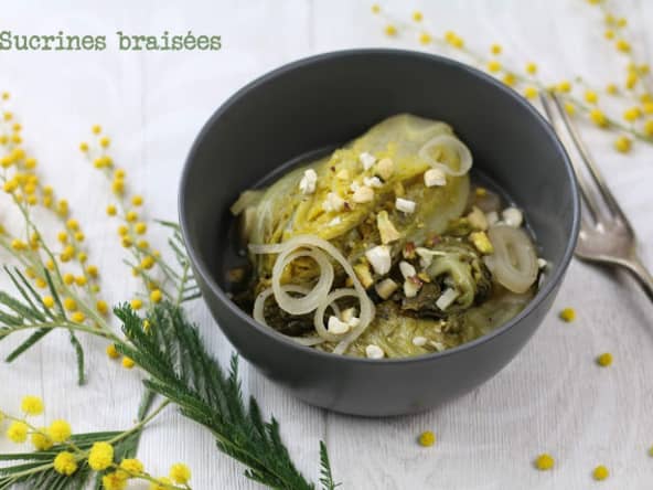 Sucrines braisées au vin blanc