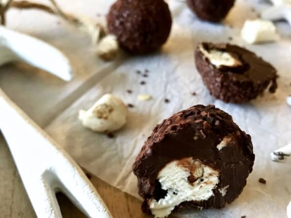 Truffes au chocolat fourrées au nougat et soupçon de piment d'Espelette