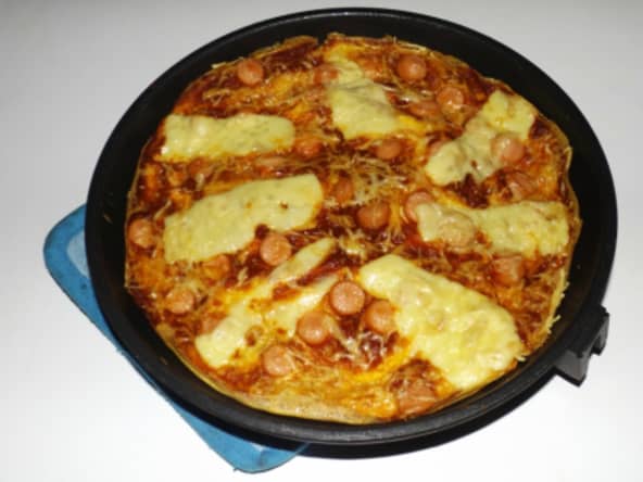 Pizza omelette aux Knacki