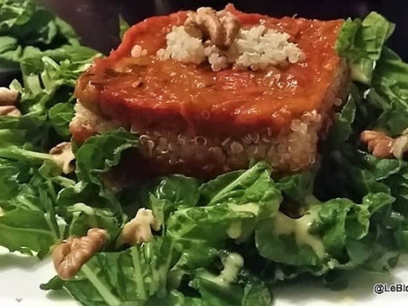 Salade de Pak Choï, quinoa et Caviar d’aubergines et poivrons