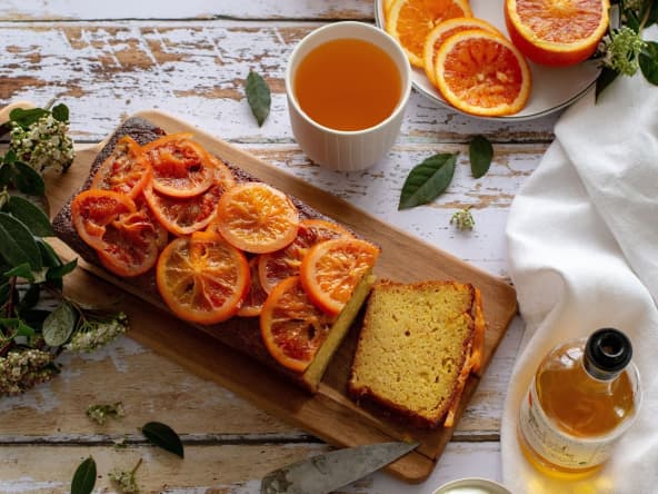 Gâteau à l'orange, huile d'olive et safran