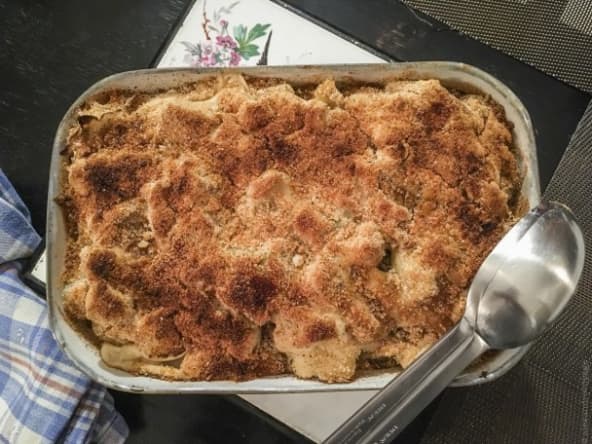 Gratin de chou-fleur, chou-rave, amarante et crème de soja