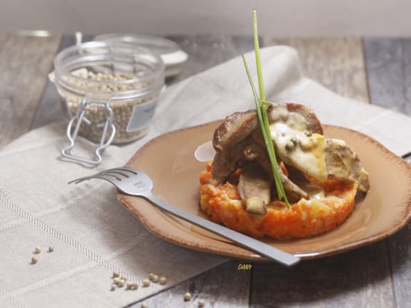 Aiguillettes de canard au poivre de sarawak et écrasé de potiron pommes de terre pour les fêtes