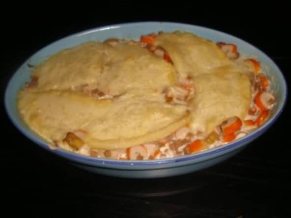 Gratin de crozets aux poireaux et au surimi