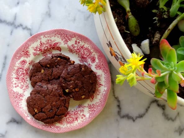 Cookies chocolat, noisettes et purée d'amandes