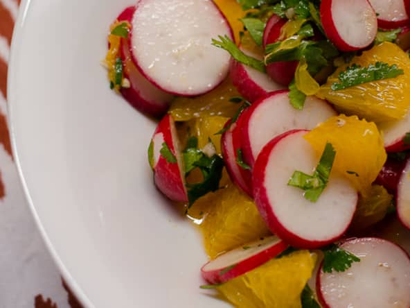 Salade de radis, à l’orange et à la coriandre