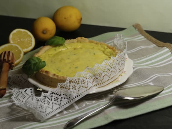 Tarte au citron et au basilic