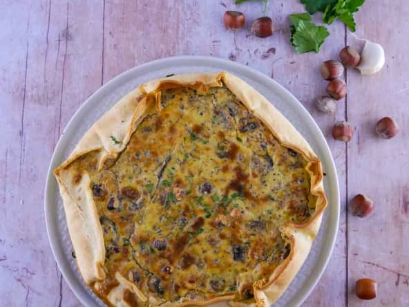 Quiche aux champignons et aux noisettes